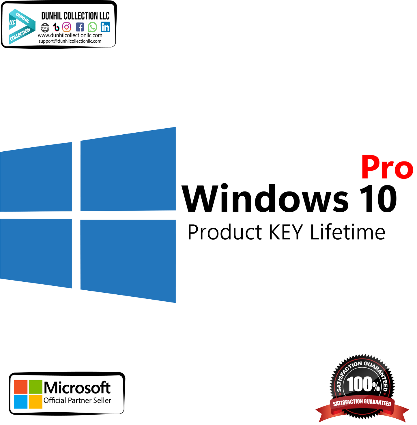 Microsoft Windows 10 Pro Official Retail KEY Worldwide